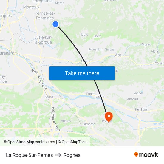 La Roque-Sur-Pernes to Rognes map