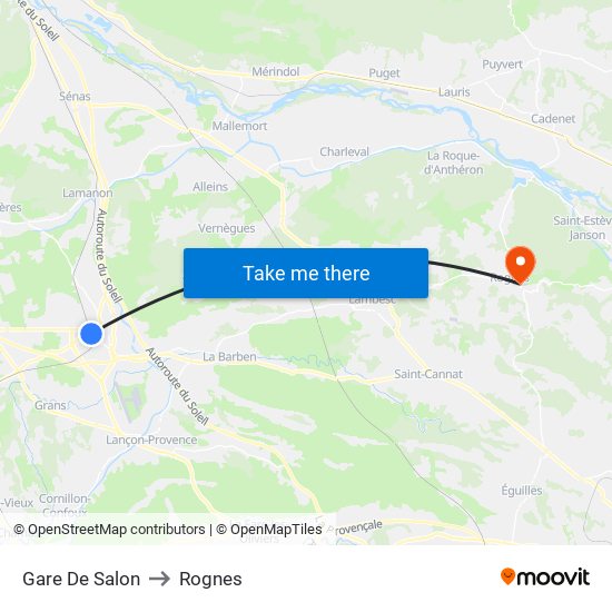Gare De Salon to Rognes map