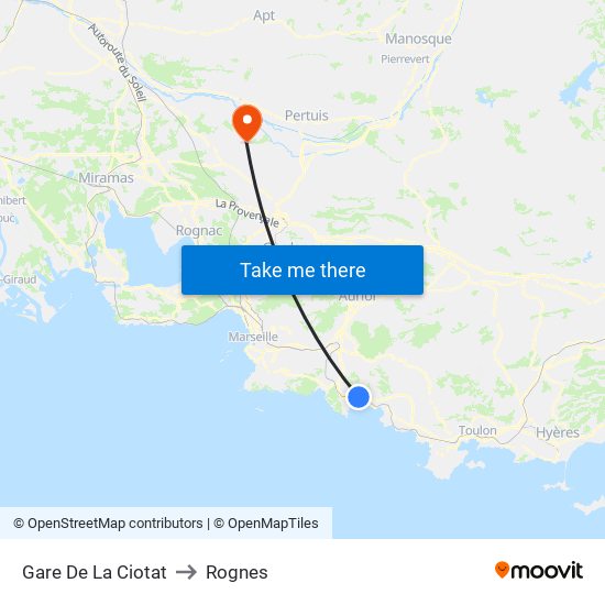 Gare De La Ciotat to Rognes map