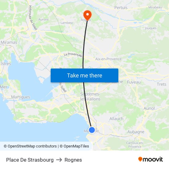 Place De Strasbourg to Rognes map