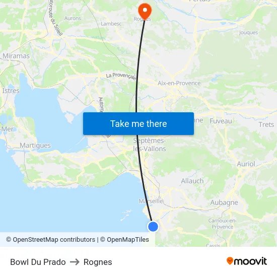 Bowl Du Prado to Rognes map