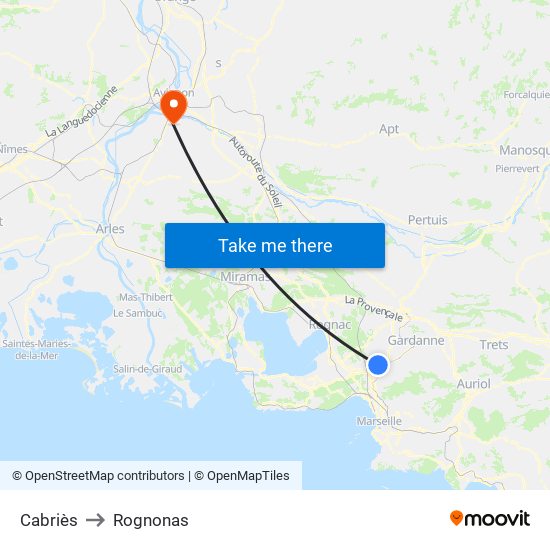 Cabriès to Rognonas map