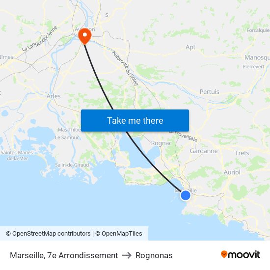 Marseille, 7e Arrondissement to Rognonas map