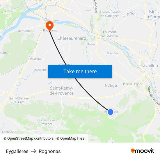 Eygalières to Rognonas map