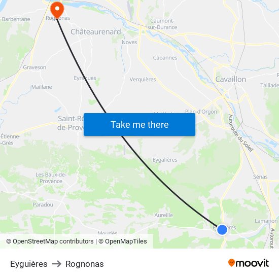 Eyguières to Rognonas map