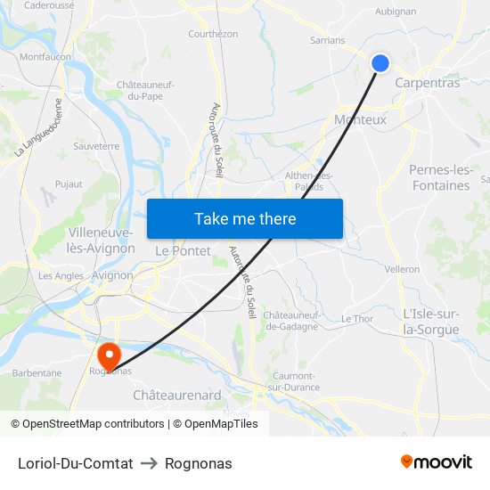 Loriol-Du-Comtat to Rognonas map