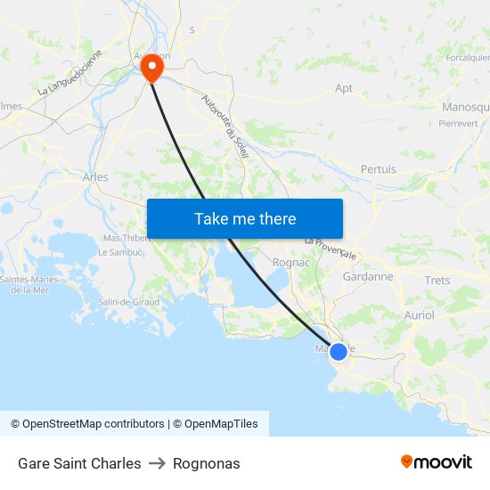 Gare Saint Charles to Rognonas map