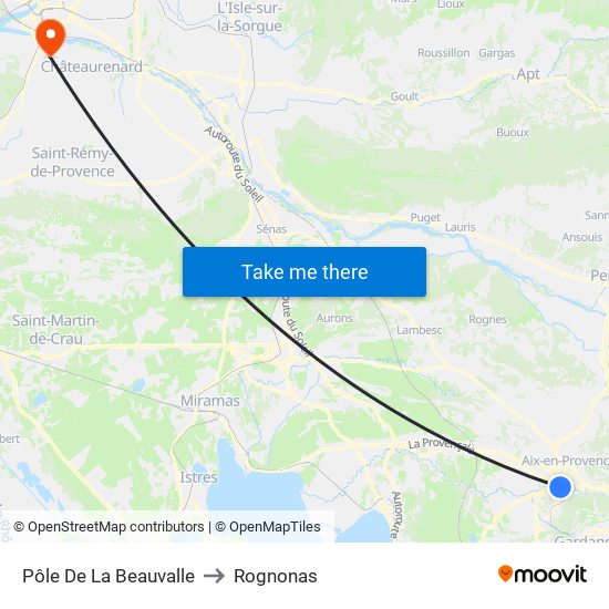 Pôle De La Beauvalle to Rognonas map