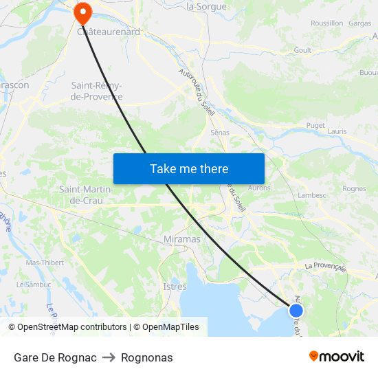 Gare De Rognac to Rognonas map