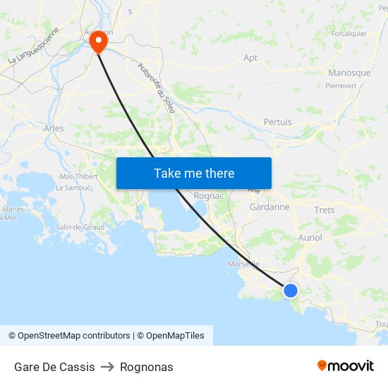 Gare De Cassis to Rognonas map