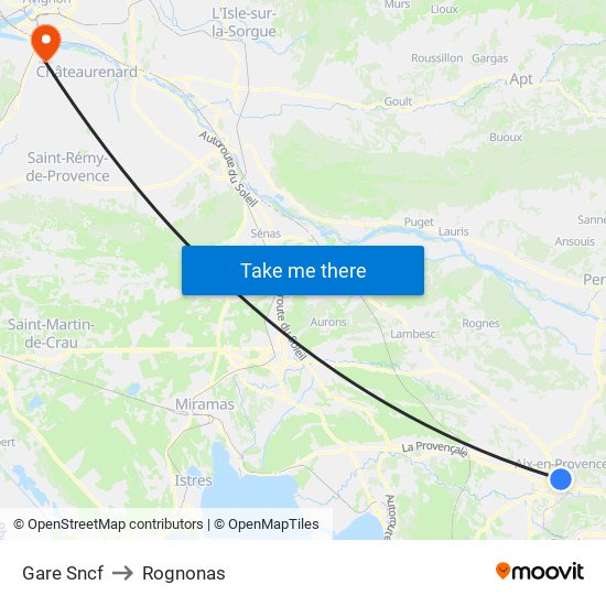 Gare Sncf to Rognonas map