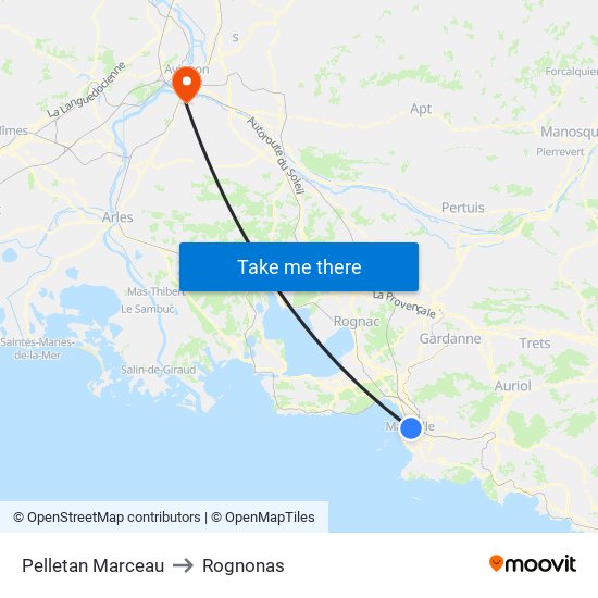 Pelletan Marceau to Rognonas map