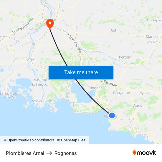 Plombières Arnal to Rognonas map