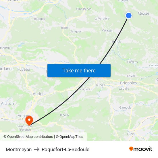 Montmeyan to Roquefort-La-Bédoule map