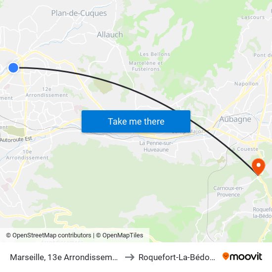 Marseille, 13e Arrondissement to Roquefort-La-Bédoule map