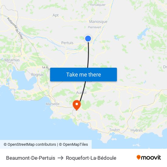 Beaumont-De-Pertuis to Roquefort-La-Bédoule map