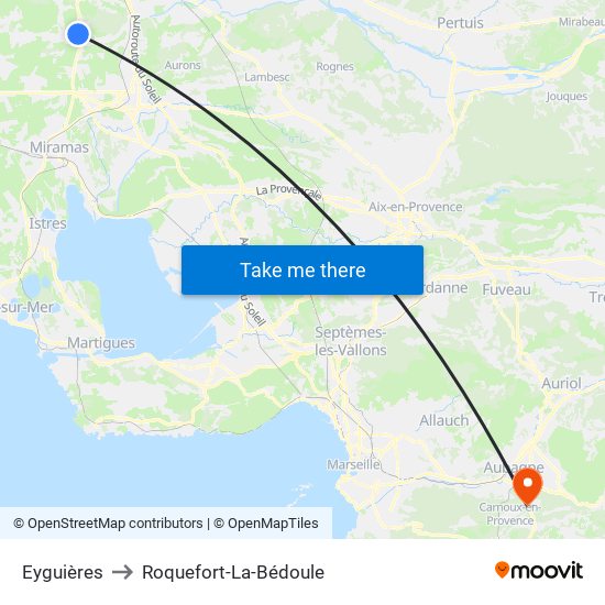 Eyguières to Roquefort-La-Bédoule map