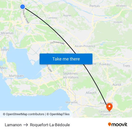 Lamanon to Roquefort-La-Bédoule map