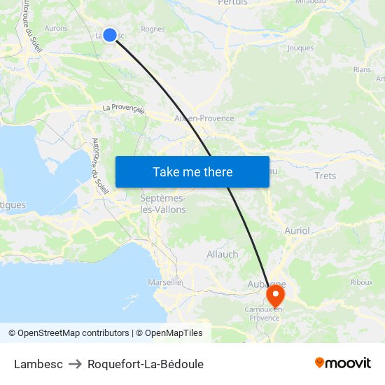 Lambesc to Roquefort-La-Bédoule map