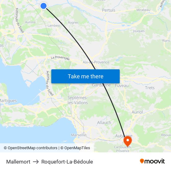 Mallemort to Roquefort-La-Bédoule map