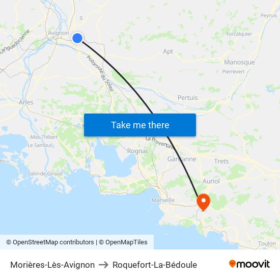 Morières-Lès-Avignon to Roquefort-La-Bédoule map