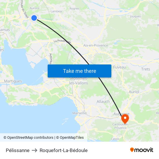 Pélissanne to Roquefort-La-Bédoule map