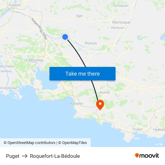 Puget to Roquefort-La-Bédoule map