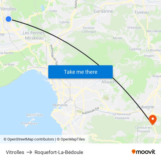 Vitrolles to Roquefort-La-Bédoule map
