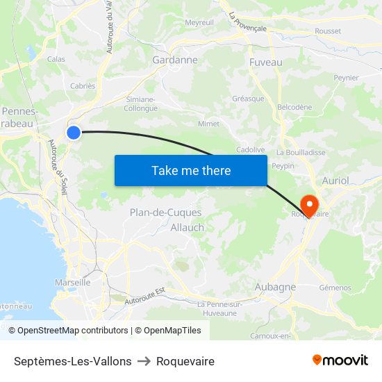Septèmes-Les-Vallons to Roquevaire map