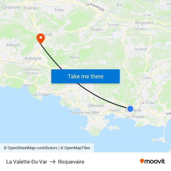 La Valette-Du-Var to Roquevaire map