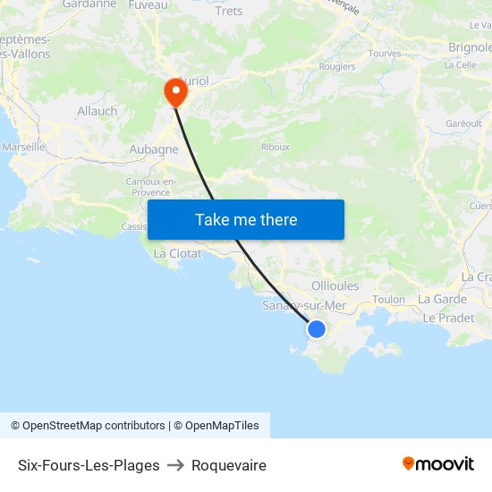 Six-Fours-Les-Plages to Roquevaire map