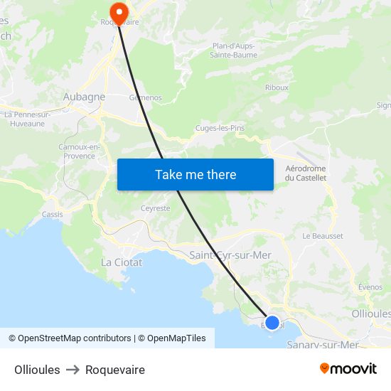 Ollioules to Roquevaire map