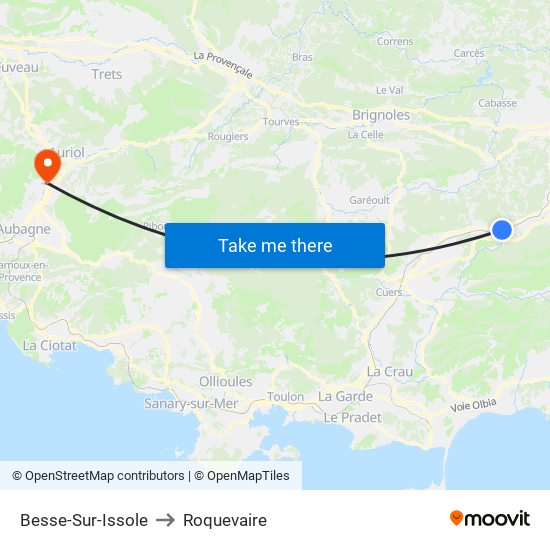 Besse-Sur-Issole to Roquevaire map