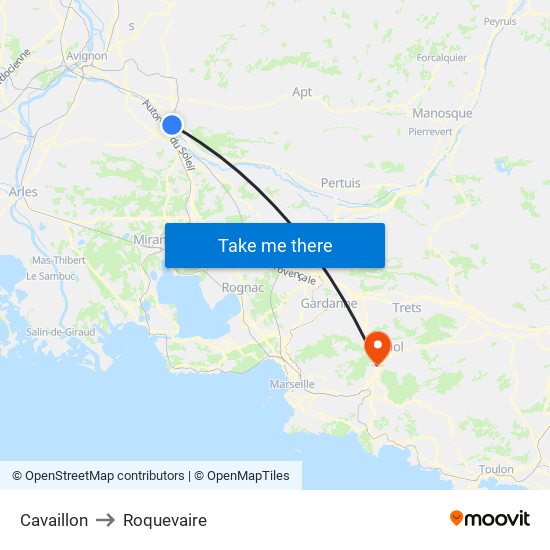 Cavaillon to Roquevaire map