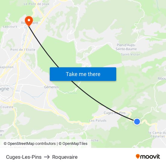 Cuges-Les-Pins to Roquevaire map