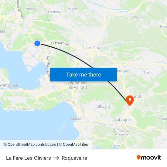 La Fare-Les-Oliviers to Roquevaire map