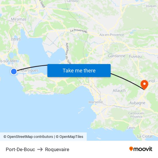 Port-De-Bouc to Roquevaire map