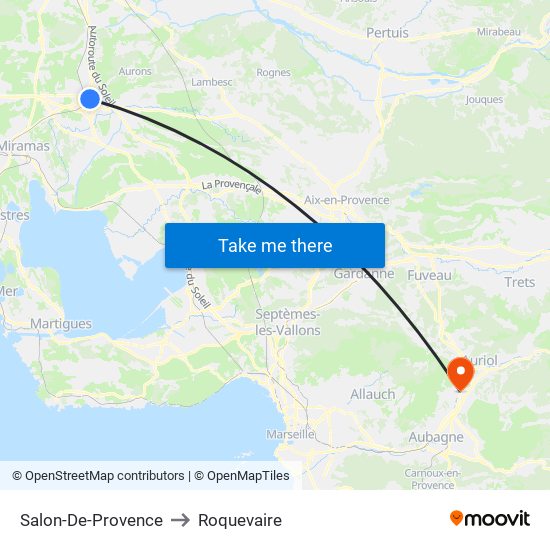 Salon-De-Provence to Roquevaire map