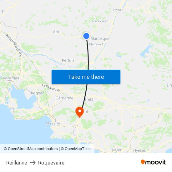 Reillanne to Roquevaire map