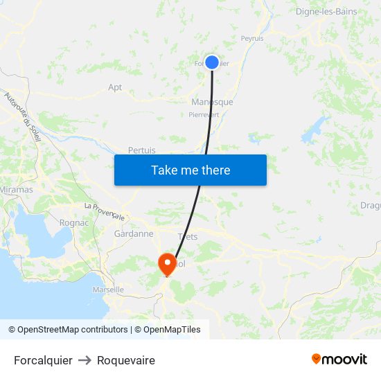 Forcalquier to Roquevaire map