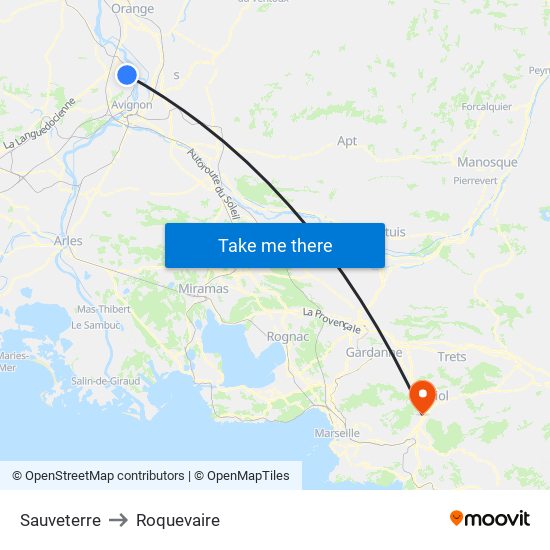 Sauveterre to Roquevaire map