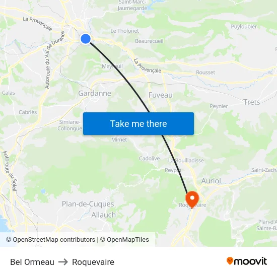 Bel Ormeau to Roquevaire map