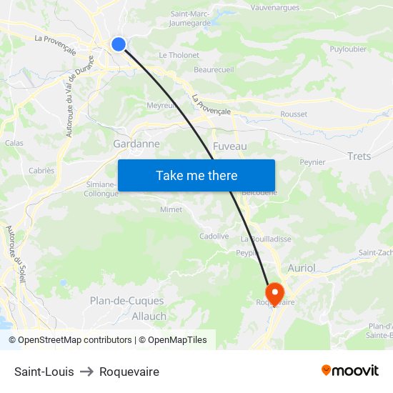 Saint-Louis to Roquevaire map