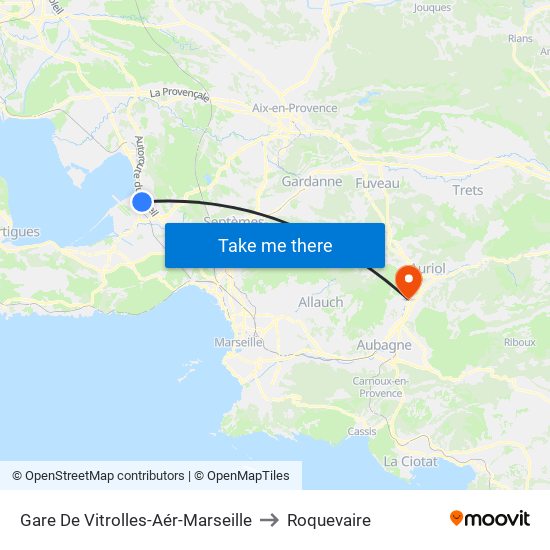 Gare De Vitrolles-Aér-Marseille to Roquevaire map