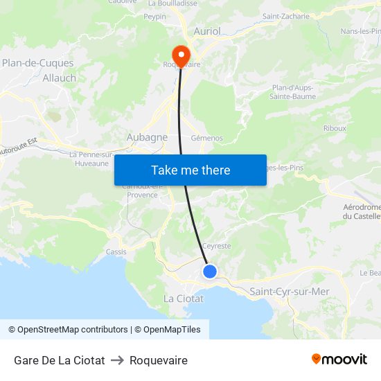 Gare De La Ciotat to Roquevaire map