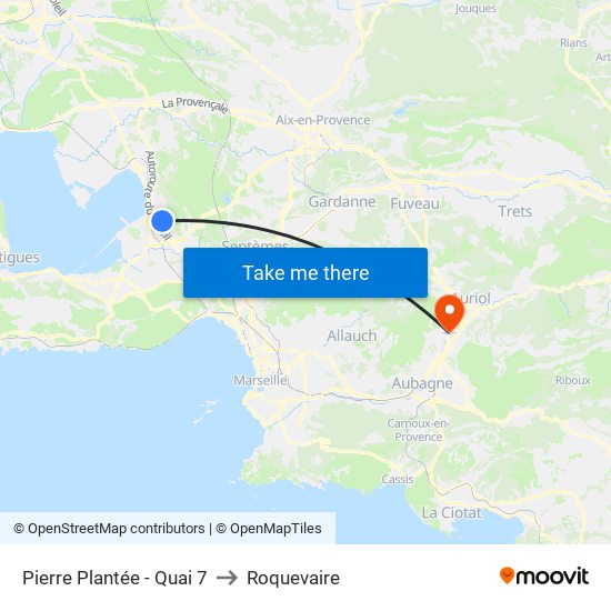 Pierre Plantée - Quai 7 to Roquevaire map