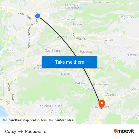 Corsy to Roquevaire map