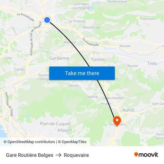 Gare Routière Belges to Roquevaire map