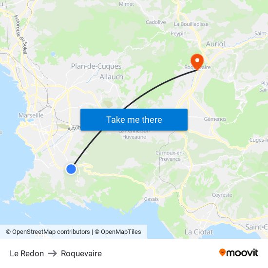 Le Redon to Roquevaire map