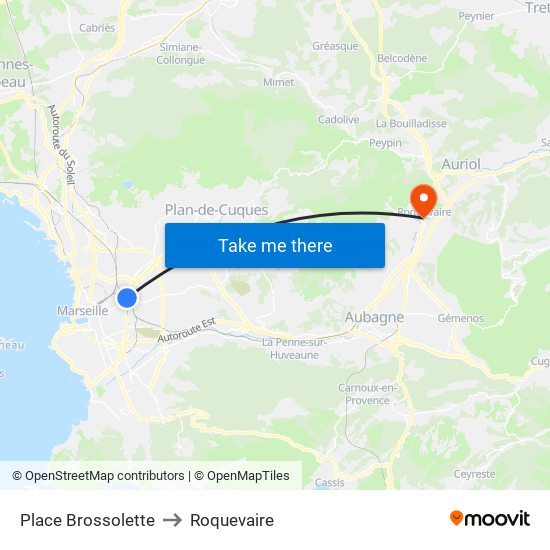 Place Brossolette to Roquevaire map